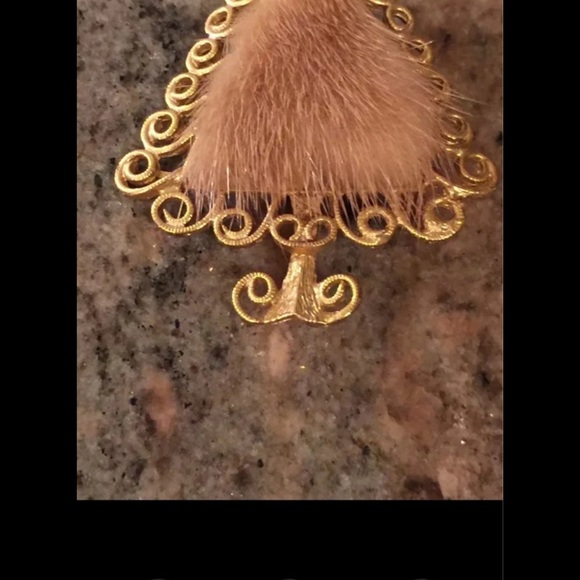 Vintage TANCER II ©️ Mink Fur Christmas Tree 🎄 Pin/Brooch - Picture 3 of 9